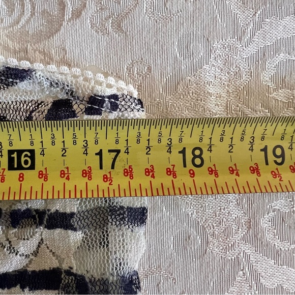 Vanity Sheer Lace Ruffled Tank Top White with Blue Stripes - Picture 12 of 12